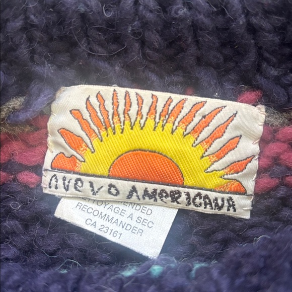 Nuevo Americana | Vintage 100% Wool Colourful Knit Grandpa Sweater Size L - Picture 6 of 12